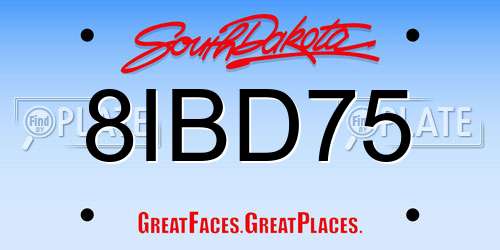 8IBD75 South Dakota License Plate