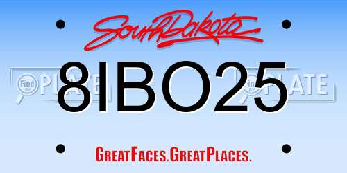 8IBO25 South Dakota License Plate
