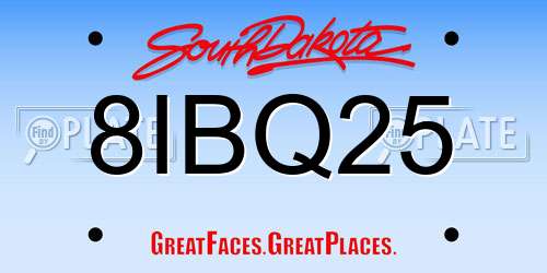 8IBQ25 South Dakota License Plate