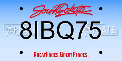 8IBQ75 South Dakota License Plate