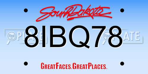 8IBQ78 South Dakota License Plate