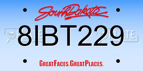 8IBT229 South Dakota License Plate