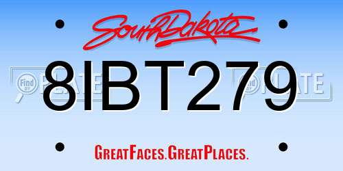 8IBT279 South Dakota License Plate