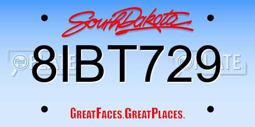 8IBT729 South Dakota License Plate