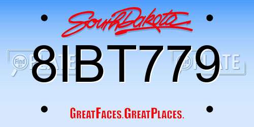 8IBT779 South Dakota License Plate