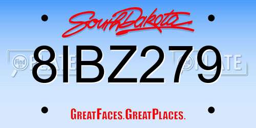 8IBZ279 South Dakota License Plate