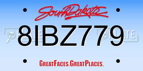 8IBZ779 South Dakota License Plate