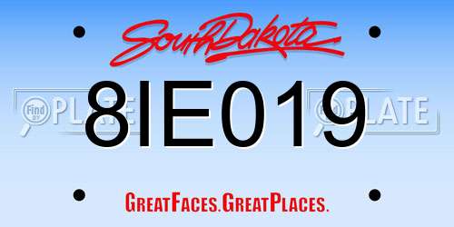 8IE019 South Dakota License Plate
