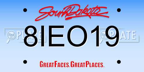 8IEO19 South Dakota License Plate