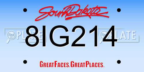 8IG214 South Dakota License Plate