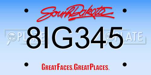 8IG345 South Dakota License Plate