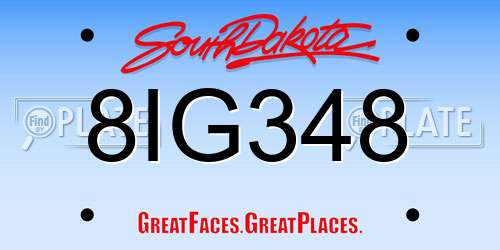 8IG348 South Dakota License Plate