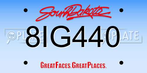 8IG440 South Dakota License Plate