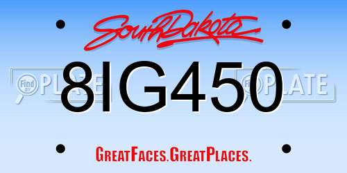8IG450 South Dakota License Plate