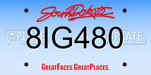 8IG480 South Dakota License Plate