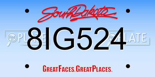 8IG524 South Dakota License Plate