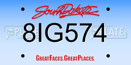 8IG574 South Dakota License Plate