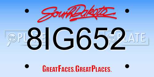 8IG652 South Dakota License Plate