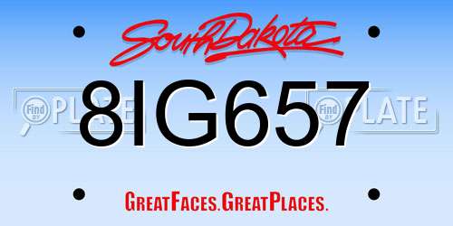 8IG657 South Dakota License Plate