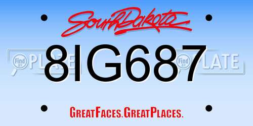 8IG687 South Dakota License Plate