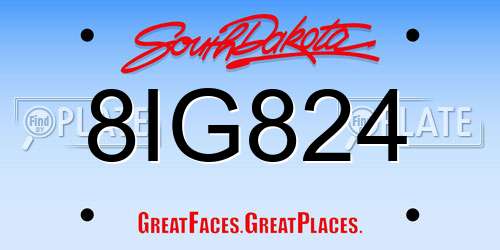 8IG824 South Dakota License Plate
