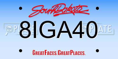 8IGA40 South Dakota License Plate