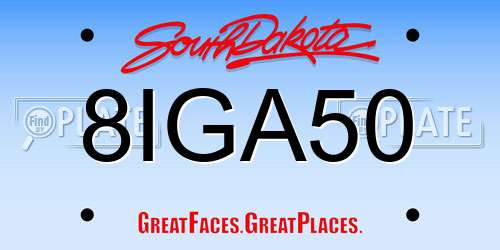 8IGA50 South Dakota License Plate