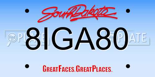 8IGA80 South Dakota License Plate