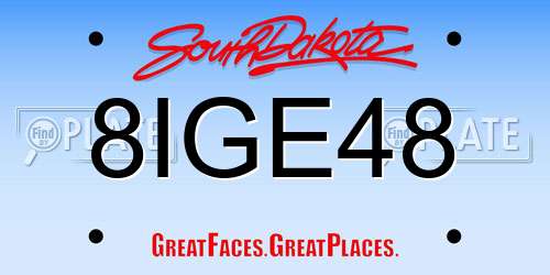 8IGE48 South Dakota License Plate