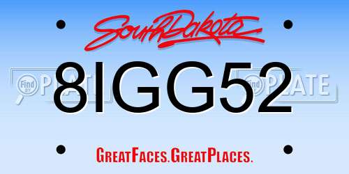 8IGG52 South Dakota License Plate