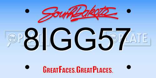 8IGG57 South Dakota License Plate