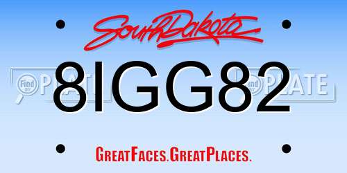 8IGG82 South Dakota License Plate