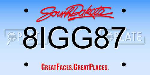 8IGG87 South Dakota License Plate