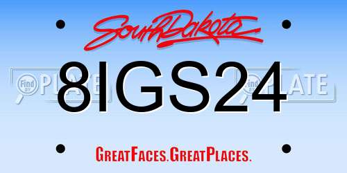 8IGS24 South Dakota License Plate