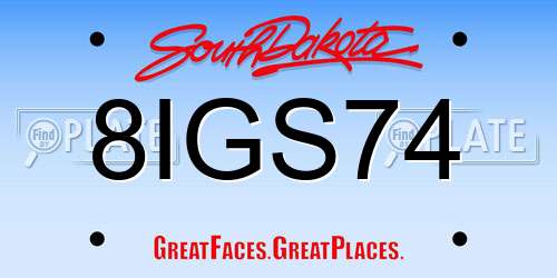 8IGS74 South Dakota License Plate