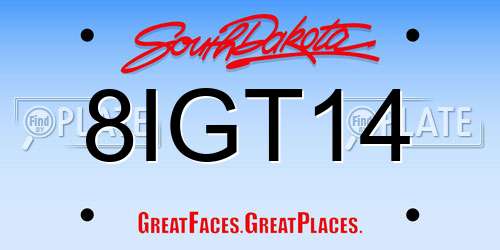 8IGT14 South Dakota License Plate