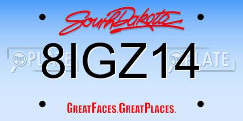 8IGZ14 South Dakota License Plate