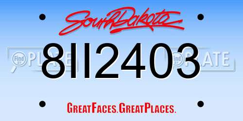 8II2403 South Dakota License Plate