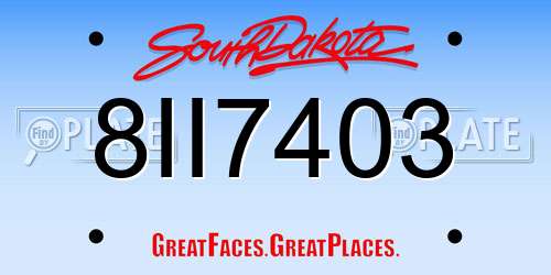 8II7403 South Dakota License Plate