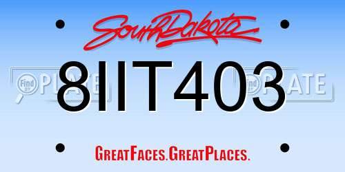 8IIT403 South Dakota License Plate