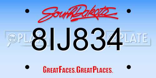 8IJ834 South Dakota License Plate