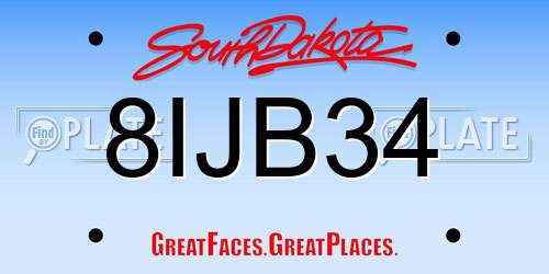 8IJB34 South Dakota License Plate