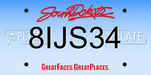8IJS34 South Dakota License Plate