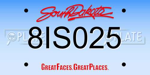 8IS025 South Dakota License Plate