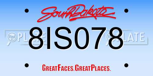 8IS078 South Dakota License Plate