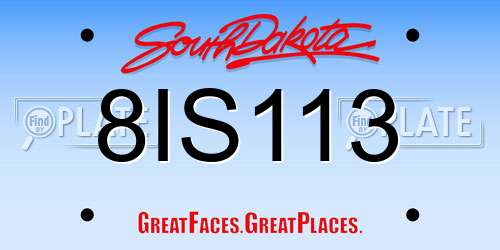 8IS113 South Dakota License Plate