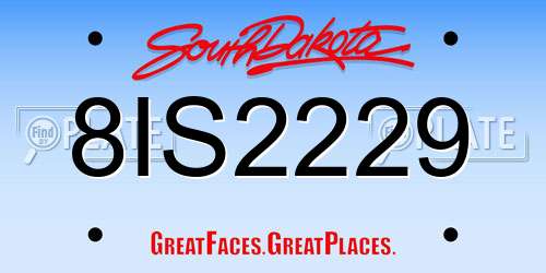 8IS2229 South Dakota License Plate