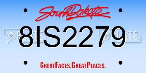 8IS2279 South Dakota License Plate