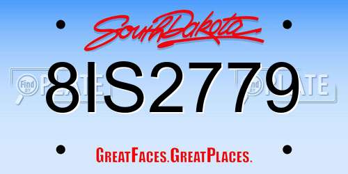8IS2779 South Dakota License Plate