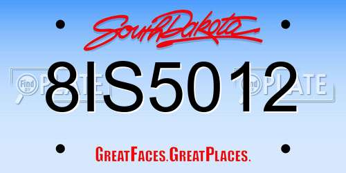 8IS5012 South Dakota License Plate